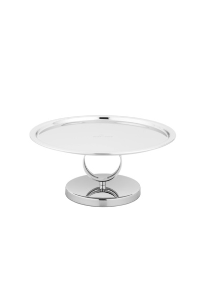 Dania ✨ Round shiny stainless steel cake and dessert serving dish with a base — 30 cm size ✨