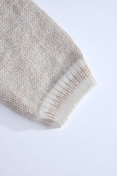 Bursa Trikomer Star Knit Patterned Stylish Side Buttoned High Neck Knitwear Soft Textured Baby Set