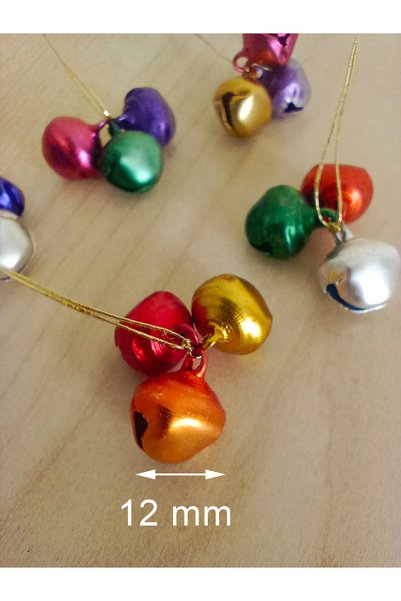Kabajur 5-Piece Christmas Ornament – Colorful Mini Bell Decor with Gold String