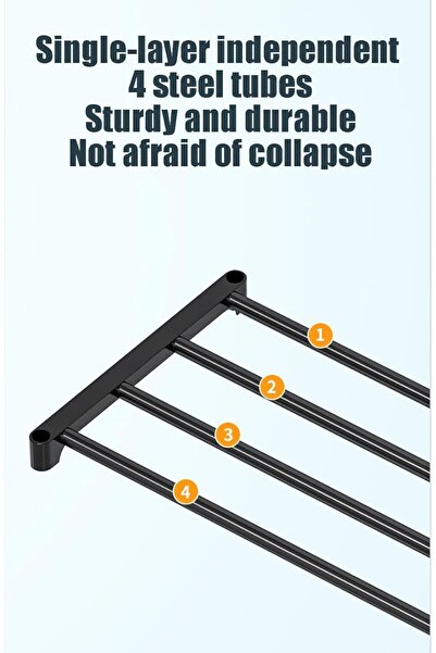 Miskat Trading Metal Hat & Coat Rack with 8 Hooks — 5-Tier Free-Standing Shoe Rack (Carbon Steel)