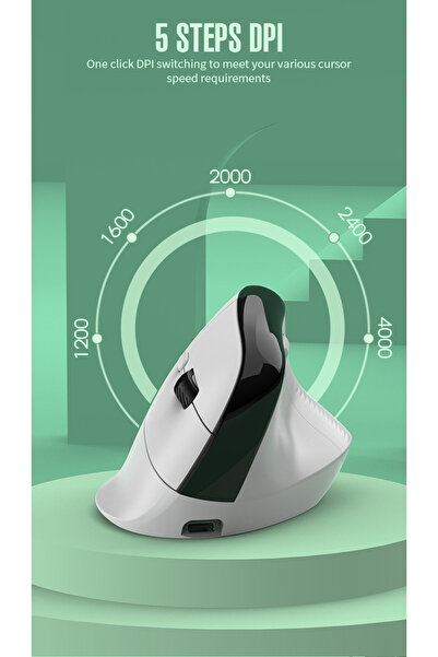 AdyMel Wireless Vertical Ergonomic Mouse — 2.4GHz + BT5.0, up to 4000 DPI, 500mAh, White
