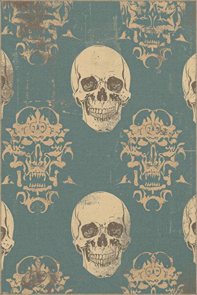 Rugs Modern Halı Berlin189 Kurukafa Temalı Desenli Dokuma Taban Halı ve Yıkan...