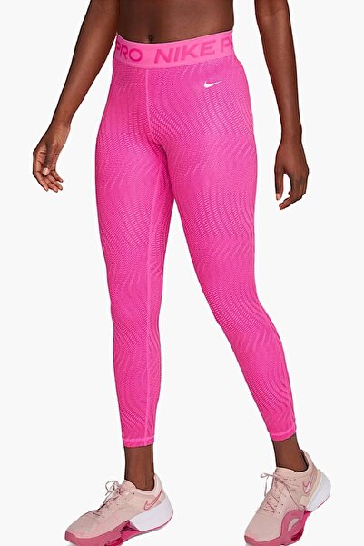 Nike Γυναικείο κολάν προπόνησης με μεσαίο στήριγμα Pro Dri Fit, μήκους 7/8, με σχέδιο, ροζ