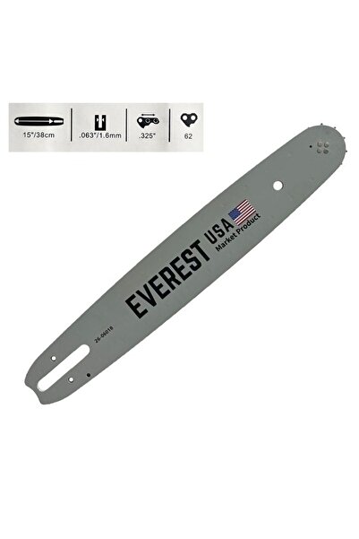 Everest Chainsaw Bar 38cm, .325 Pitch, 1.6mm Gauge - 62 Drive Links Chain -