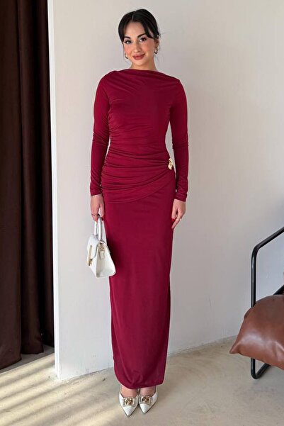 VAGGON Drawstring Maxi Dress with Accessory Detail