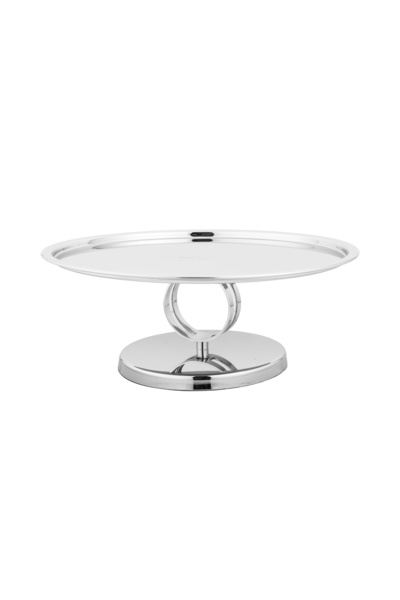 Dania ✨ Round shiny stainless steel cake and dessert serving dish with a base — 35 cm size ✨