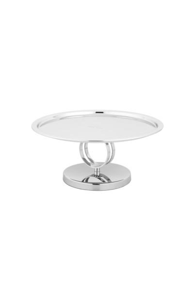 Dania ✨ Round shiny stainless steel cake and dessert serving dish with a base — 30 cm size ✨