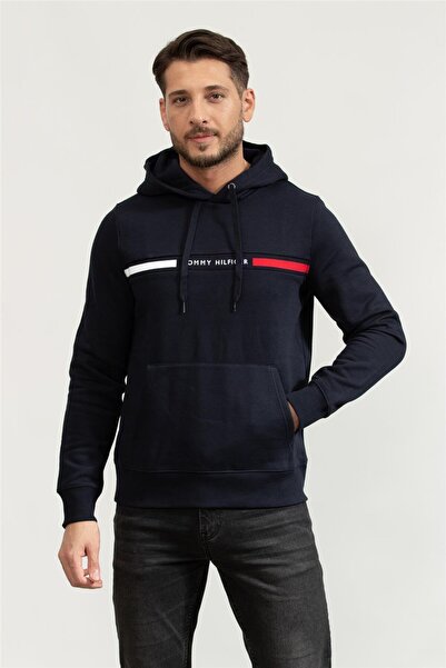 Tommy Hilfiger Erkek Kapüşonlu Sweatshirt Mavi