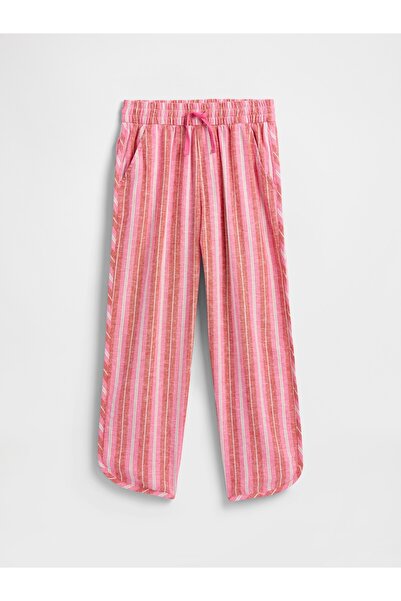 GAP Kız Çocuk Pembe Pull-On Keten Karışımlı Pantolon