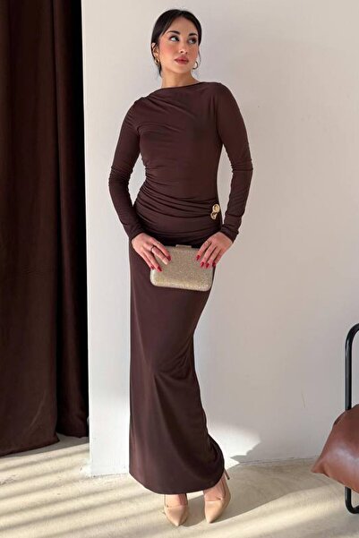 VAGGON Drawstring Maxi Dress with Accessory Detail