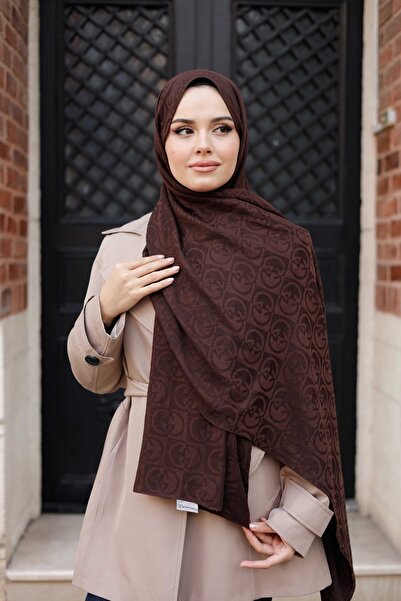 ipekistanbul Μαλακό ζακάρ σάλι - Σχέδιο σκακιέρας - Καφέ