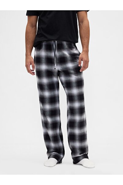 GAP Erkek Siyah Relaxed Flannel Pijama Altı