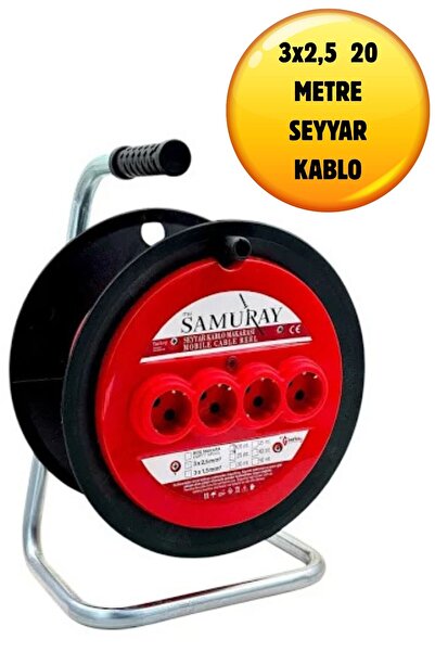 Spech Power Samuray 3x2,5 20 Metre Seyyar Kablo Makarası 4 lu Priz