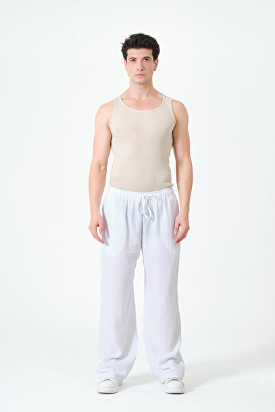 RELAXL 100% Cotton Muslin Loose Fit White Pajama Set S-10Xl