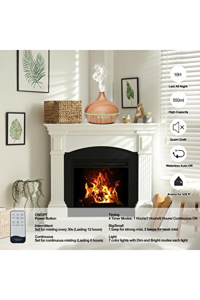 Rakoon Home and Life Rakoon Ultimate Essential Oil Diffuser & Essential Oil Set, 550ml, 4 Timer & 15 Ambient Light, Wood