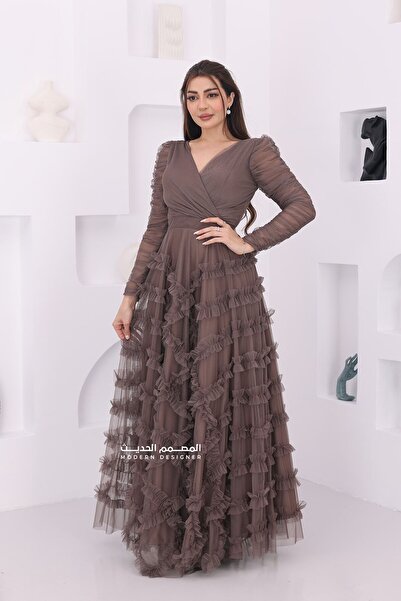 modern designer Luxurious evening dress with tiered tulle