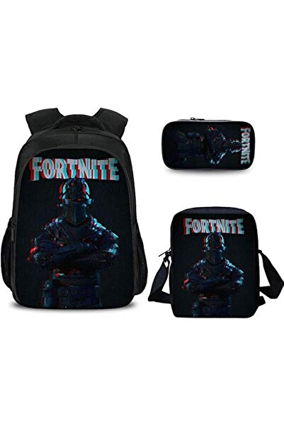 Generic Three-piece Fortnite Backpack Set - Unisex, Black