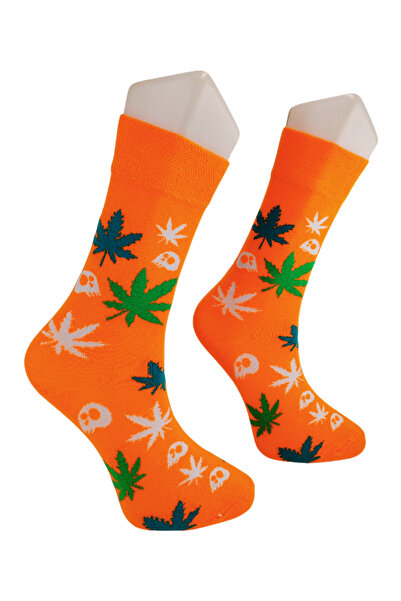 Shuttle Park Special Series Happy Colorful Leaf Skull Pattern Socks Fun Comfortable Stylish Design Style Socks