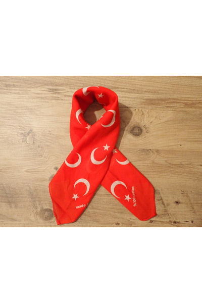Zelayn Red Crescent Star Turkish Flag Patterned Cotton Fabric Bandana Scarf