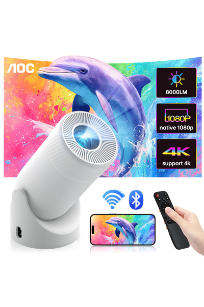 Aoc جهاز عرض محمول بدقة 4K مزود بخاصية واي فاي/بلوتوث، دوران 180 درجة، خاصية ...