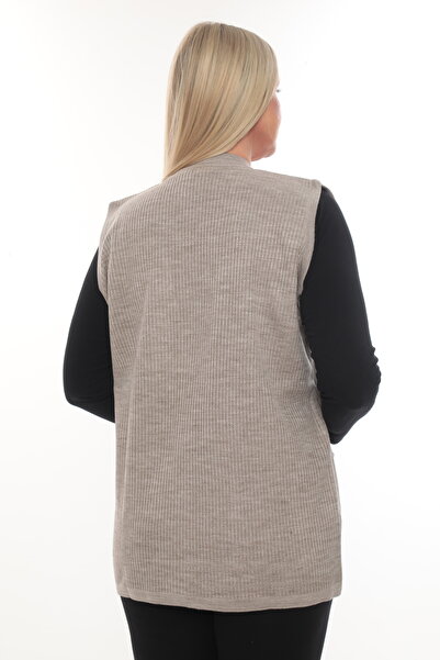 İKSUN Steel Knit Buttoned Pocketed Knitwear Winter Thick Mother Knit Vest