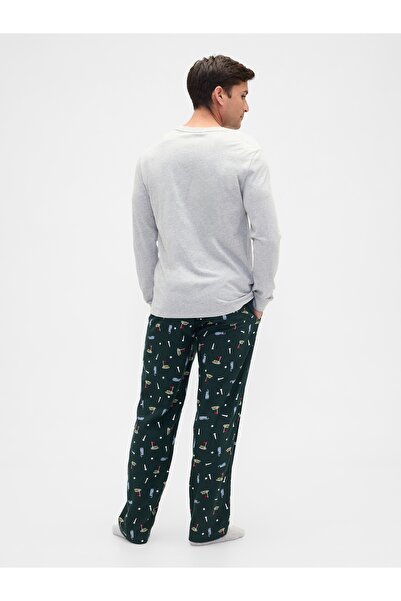GAP Erkek Yeşil Relaxed Flannel Pijama Altı