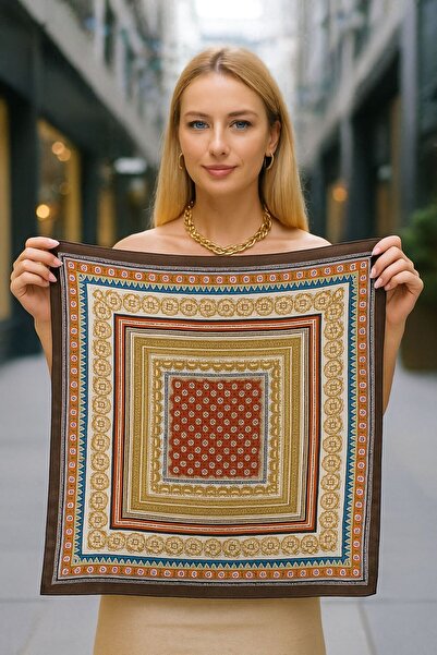 Axesoire 14850 Etro Desenli Kahve Bandana Fular 70x70 cm