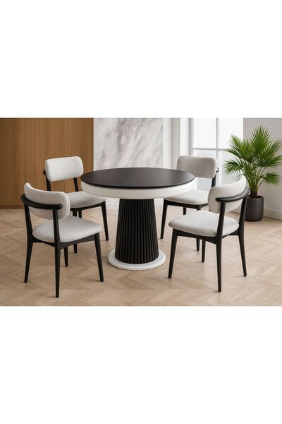 AlyaM BOHEM AÇILIR MASA +4 SANDALYELİ GENİŞLİK 100 CM+30 CM YÜKSEKLİK 77