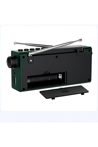 OEM JOC-6138REC-S portable radio with solar charging, Bluetooth, USB, TF card and digital display, green