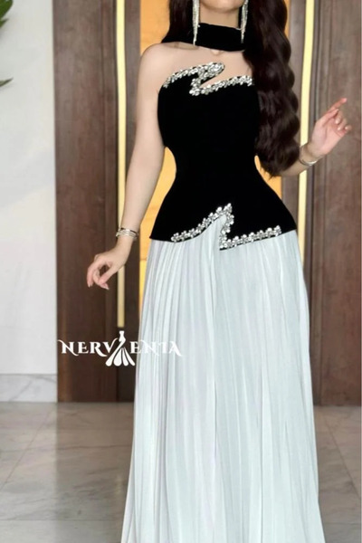 narvenia فستان توليب صدريه مخملي وبليسيه