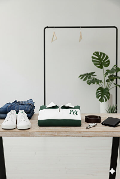 NİCE Ny Logo Striped Polo Neck Sweatshirt