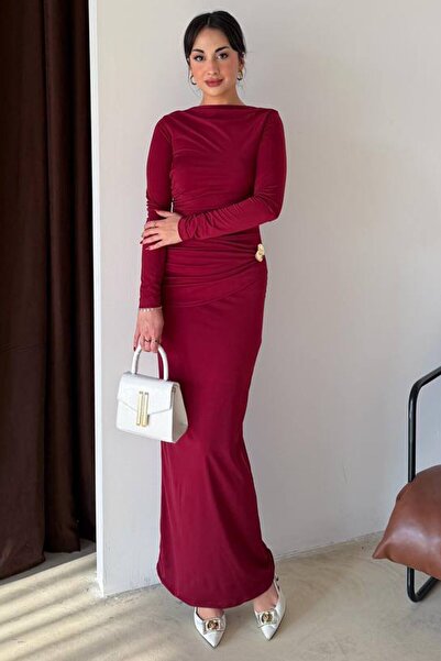 VAGGON Drawstring Maxi Dress with Accessory Detail