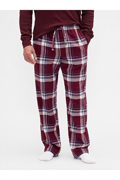 GAP Erkek Bordo Relaxed Flannel Pijama Altı