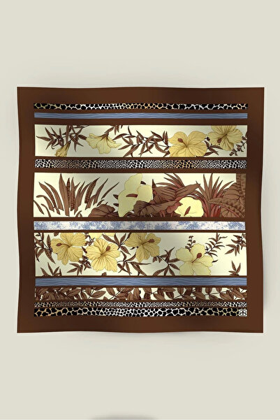 Elit Scarf Magical Flower Tivil Silk Scarf - Bitter Brown
