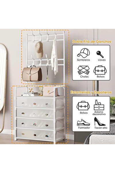 Twinkle Mart 3-in-1 Shoe Rack & Coat Rack, 5-Tier