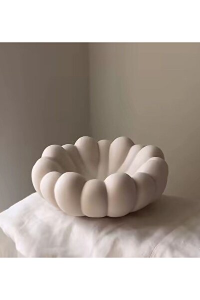 NUR TASARIM ATÖLYESİ Decorative Nordic Style White Lacquered Bowl Keychain