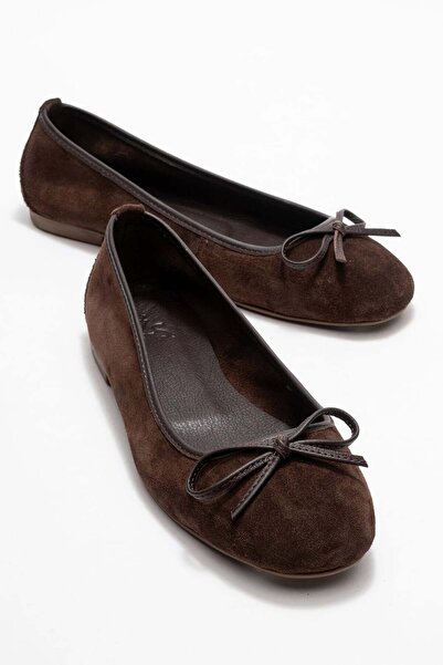 Zeynep Sıradağlı حذاء باليه نسائي من الجلد من Poetry باللون البني من جلد الغزال