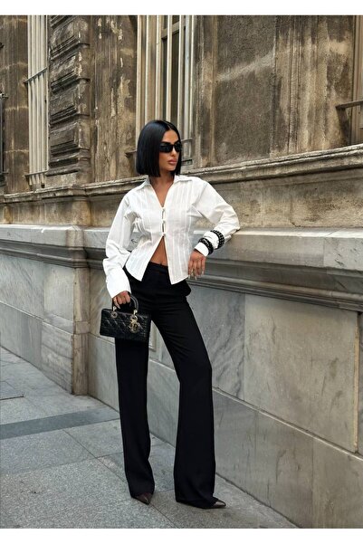 D'RECCY Women's Three Button Waist-Fastening Shirt