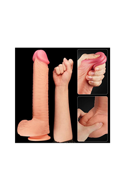 31 CM Yumuşak Dokulu Çift Katmanlı Realistik Penis - Dual Layered Platinum Silicone Cock