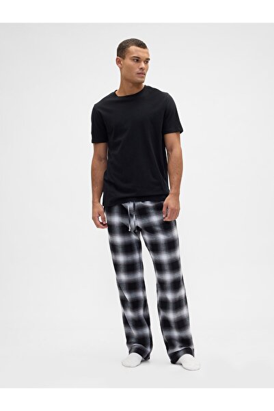 GAP Erkek Siyah Relaxed Flannel Pijama Altı