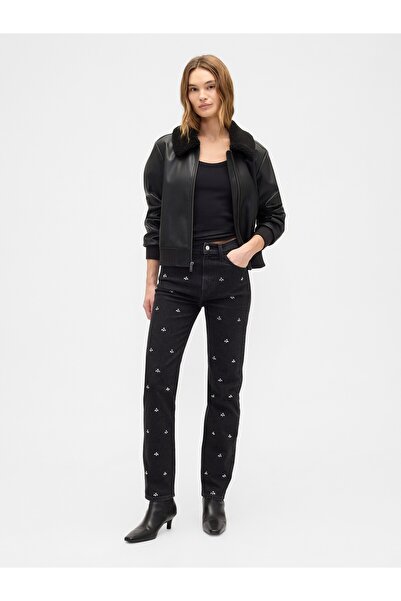 GAP Kadın Siyah High Rise '90s Original Straight Jean Pantolon