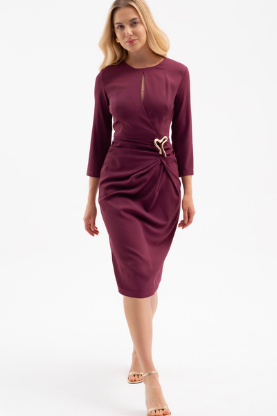 Lafaba Women's Plum Accessory Detail Midi Dress