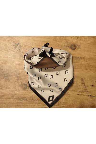 Zelayn Brown Square Pattern Bandana Scarf