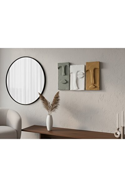 sibambu home style Dokulu soyut duvar heykeli 3 lü set