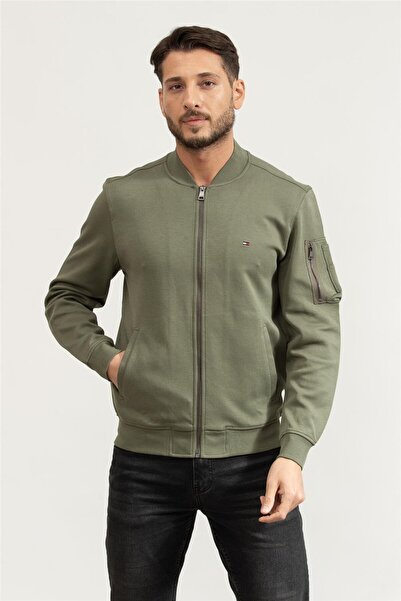Tommy Hilfiger Erkek Fermuarlı Sweatshirt Yeşil