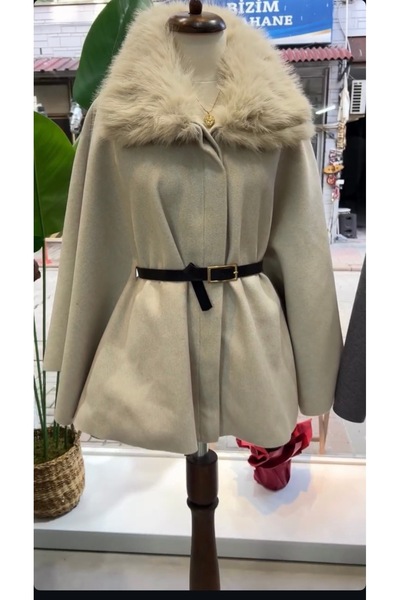 MODA Kürk yaka kaşe panço