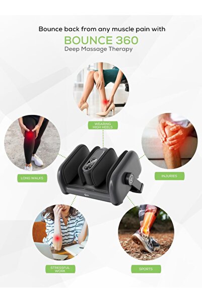 QuTek جهاز تدليك كهربائي للأنسجة العميقة للساق والذراع Bounce 360 مع ضغط الهو...