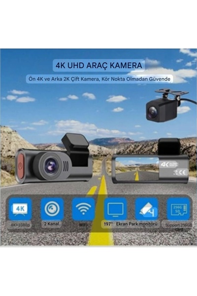 Carlover Dashcam Car dashcam 4K UHD WİFİ Araç Kamerası
