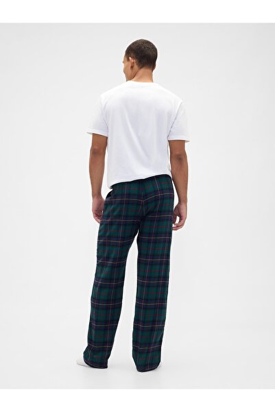 GAP Erkek Koyu Yeşil Relaxed Flannel Pijama Altı