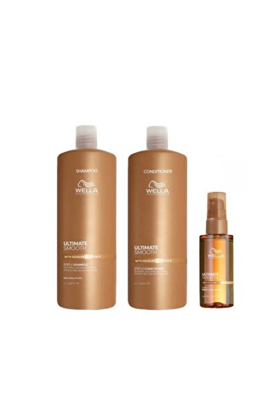 Wella Ultimate Smooth Professional Shampoo and Conditioner Set and Ultimate Smooth Oil